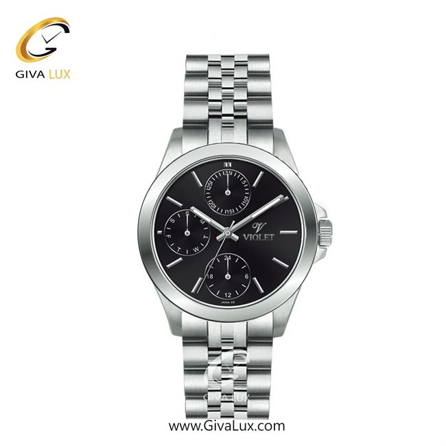 ساعت مچی اورجینال زنانه ویولت VIOLET سه موتوره فول تایم نقره ای | نقره ای| مشکی| کد رفرنس 0566